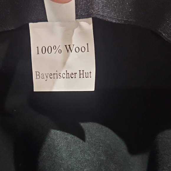 German Bavarian Alpine Green Wool Hat with Floral Accent - Picture 3 of 5